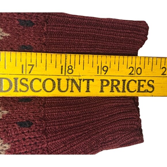 VTG Stoneriver Outfitters Men L Maroon Blue Patterned Crew Sweater Acrylic 80's - Picture 10 of 16